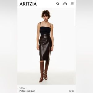 Aritzia Vegan Leather Patio MIDI Skirt
